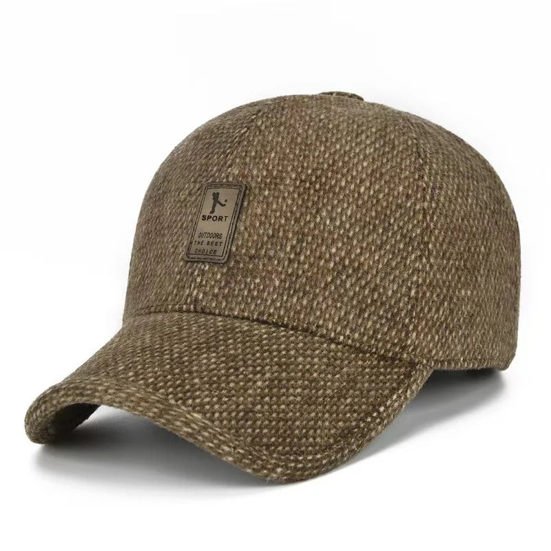 Textured Baseball Cap with Fold Down Ear Cover Panels