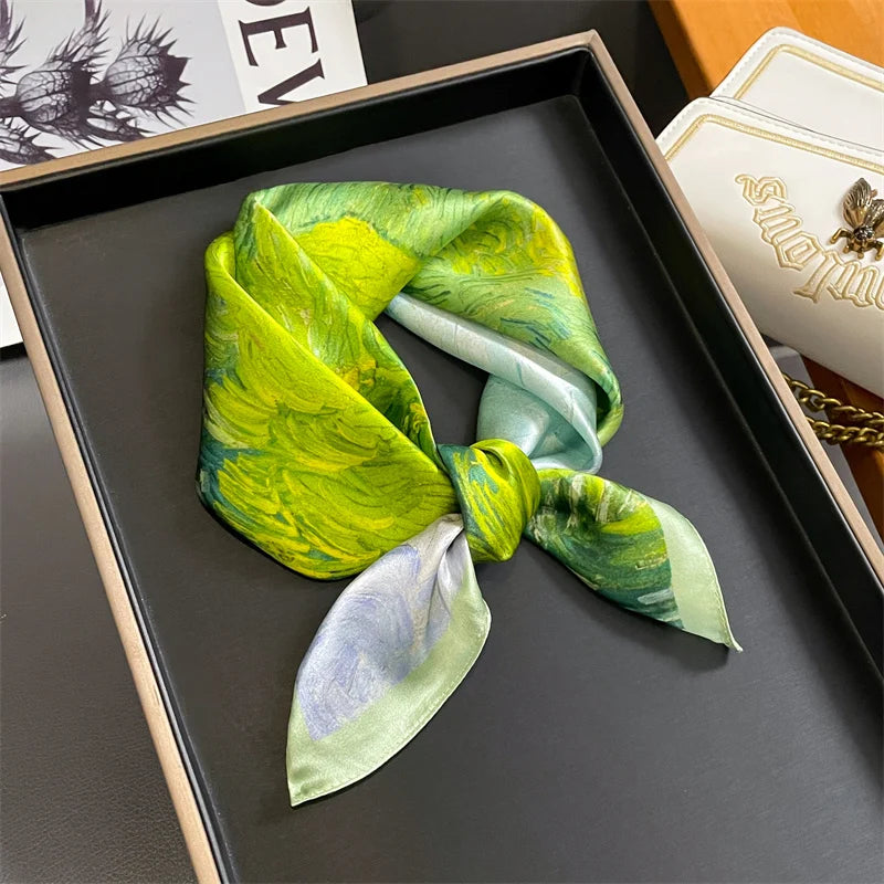 Printed Small Square Scarf for Neck and Hair Styling