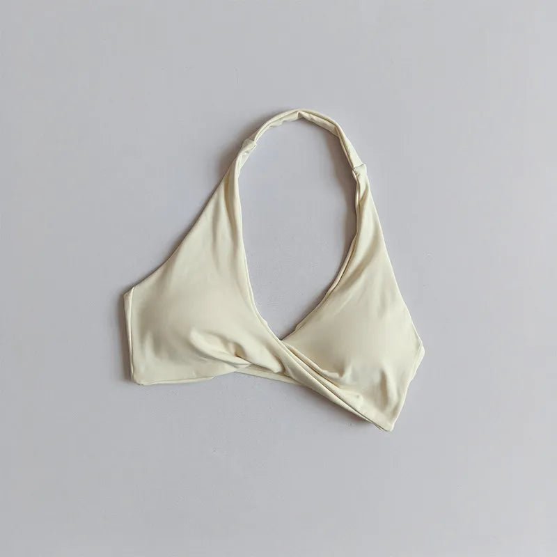 Women's Ruched Halter Neck Sports Bra