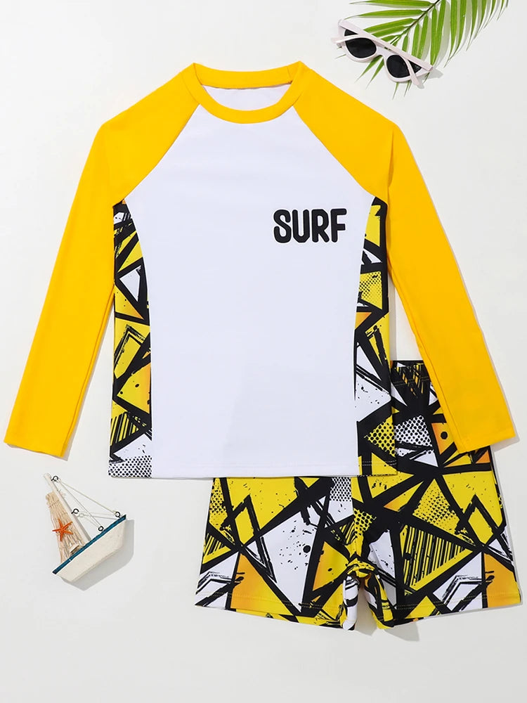 Boys' Long Sleeve Rash Guard and Swim Shorts Selection