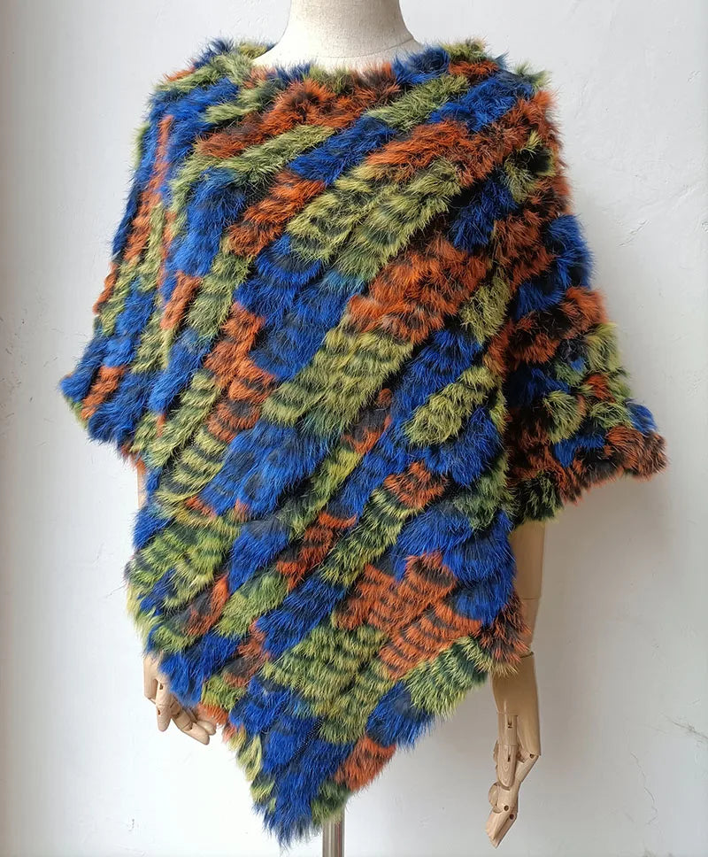 Textured Pointed Hem Poncho for Layering over Outfits