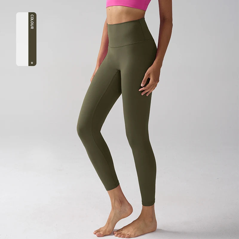 Women's High-Waist Nylon-Elastane Stretch Ankle-Length Yoga Leggings