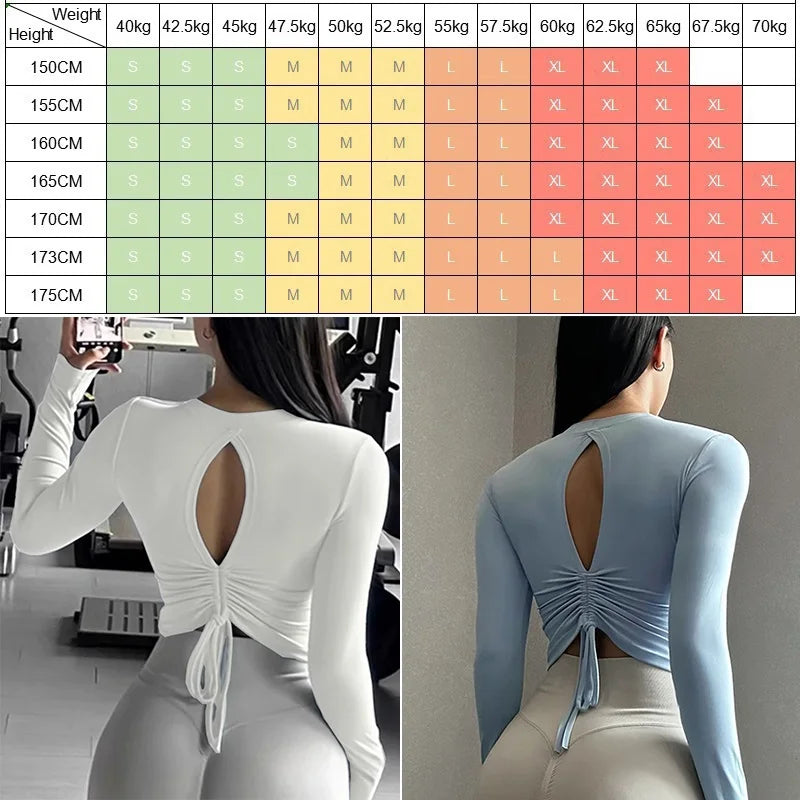 Women's Tie-Back Long-Sleeve Workout Crop Top