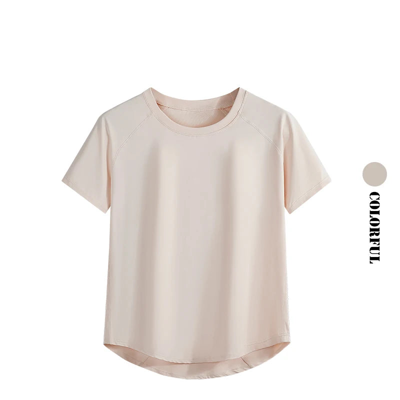 Women's Curved Hem Short Sleeve Sports T-shirt For Workout Outfits