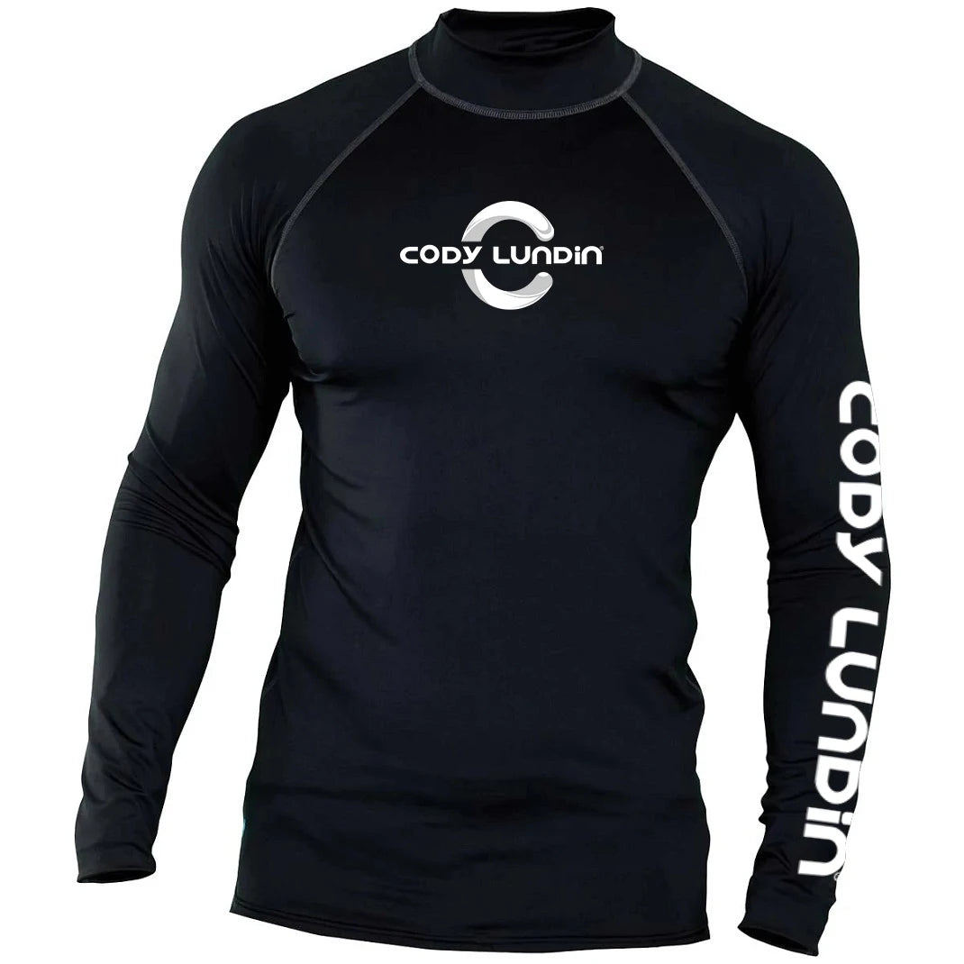 Graphic Long Sleeve Crew Neck Rash Guard Swim Top