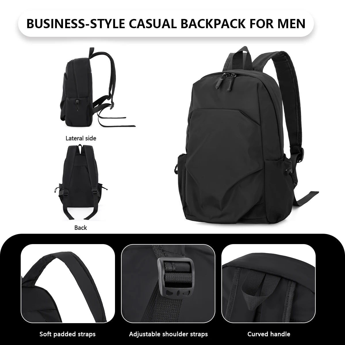 Compact Casual Backpack with Zipper Opening and Twin Shoulder Carry Straps