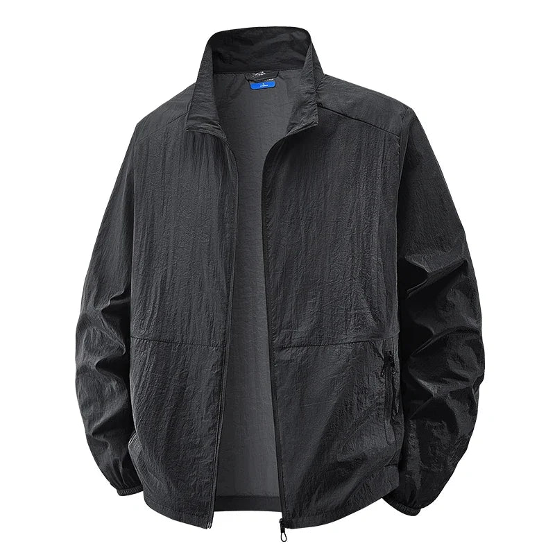 Collared Long Sleeve Full Zip Outdoor Hiking Jacket with Pockets
