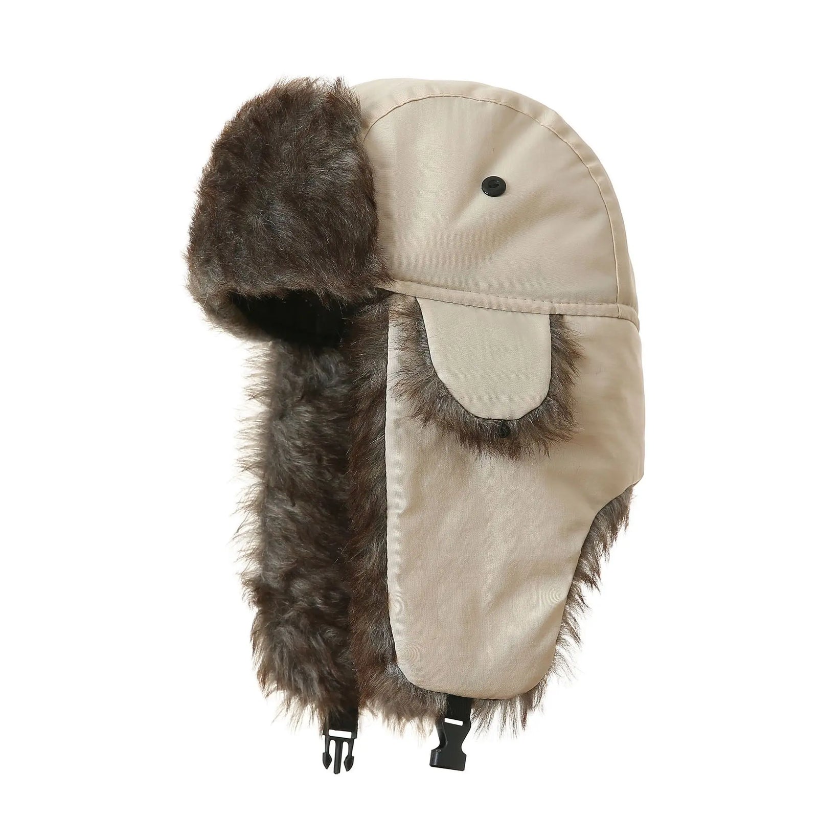 Trapper Hat with Ear Flaps and Plush Trim