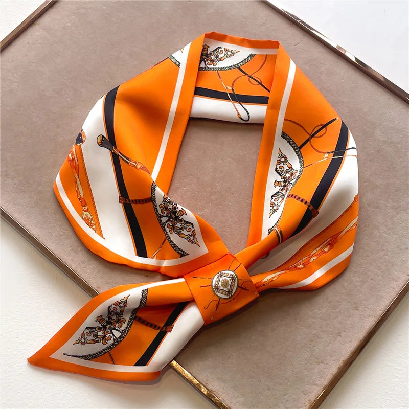 Printed Narrow Neckerchief Scarf with Pointed Tie Ends
