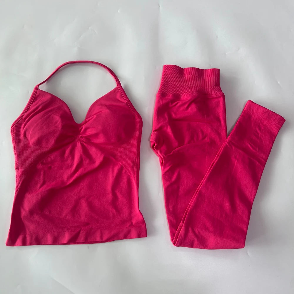 Women's Thin Strap Tank And Leggings Yoga Set
