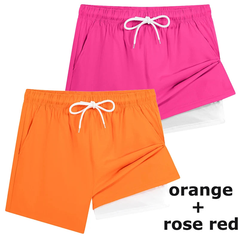 Men's Swim Shorts with Compression Liner and Phone Pocket for Beach and Pool Wear