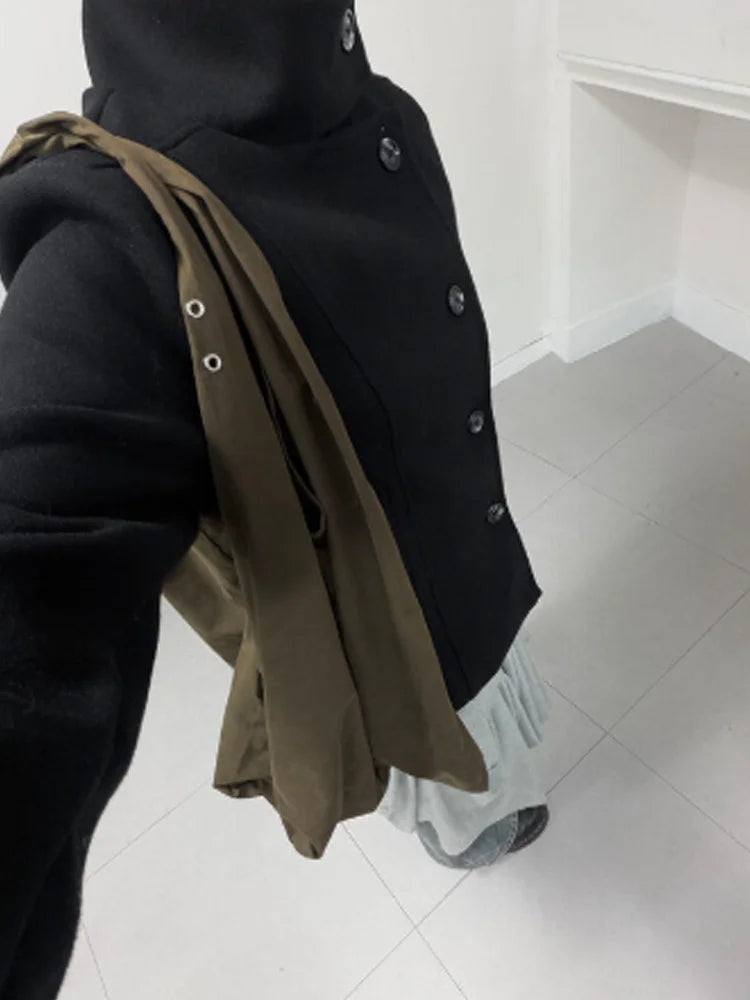Long Sleeve Casual Coat with Extended Hem and Front Closure