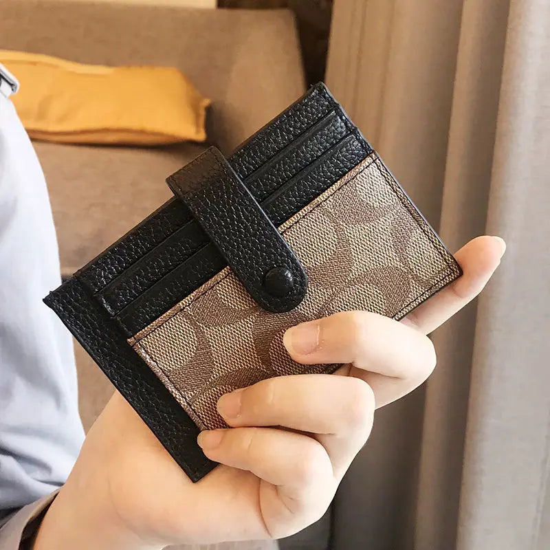Slim Card Wallet with Snap Tab and Slot Compartments