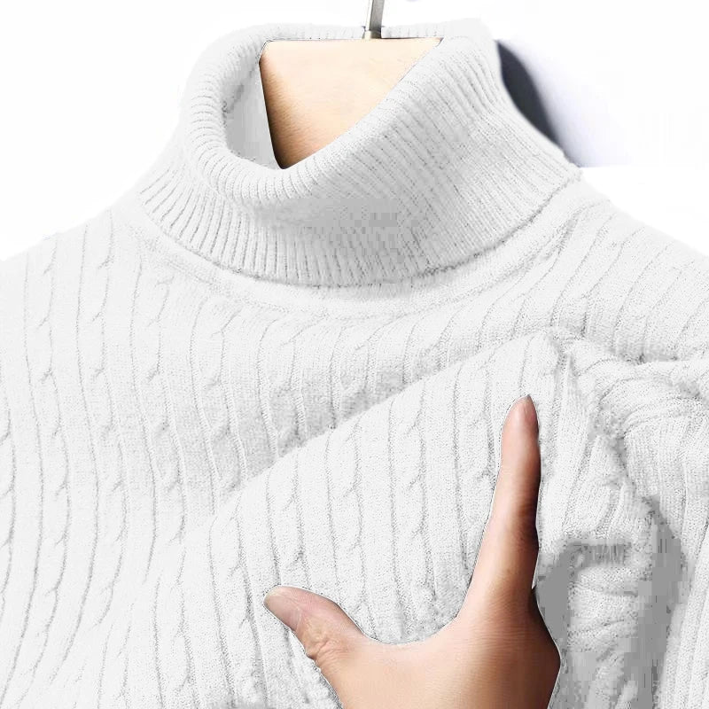 Men's Cable Knit Turtleneck Long Sleeve Sweater