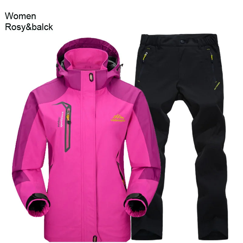 Outdoor Hooded Jacket and Trouser Clothing Set with Style Options