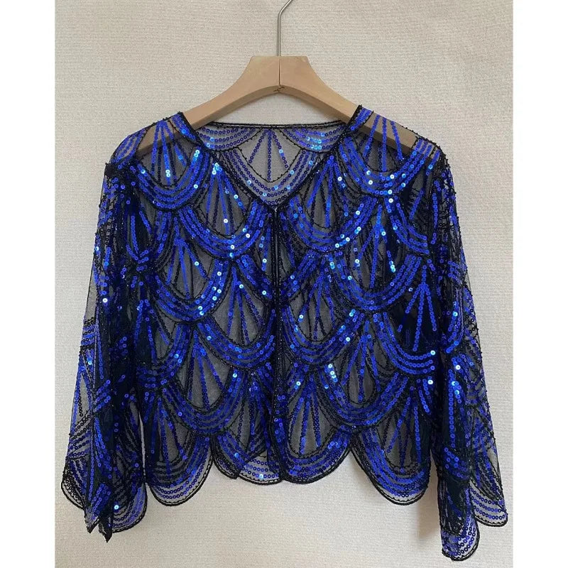 Scalloped Sequin Capelet for Layering over Dresses and Tops