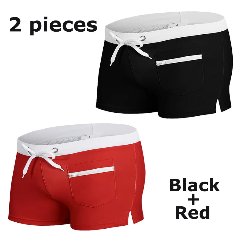 Men's Swim Shorts with Mesh Liner and Zipper Pocket for Beach and Pool Wear