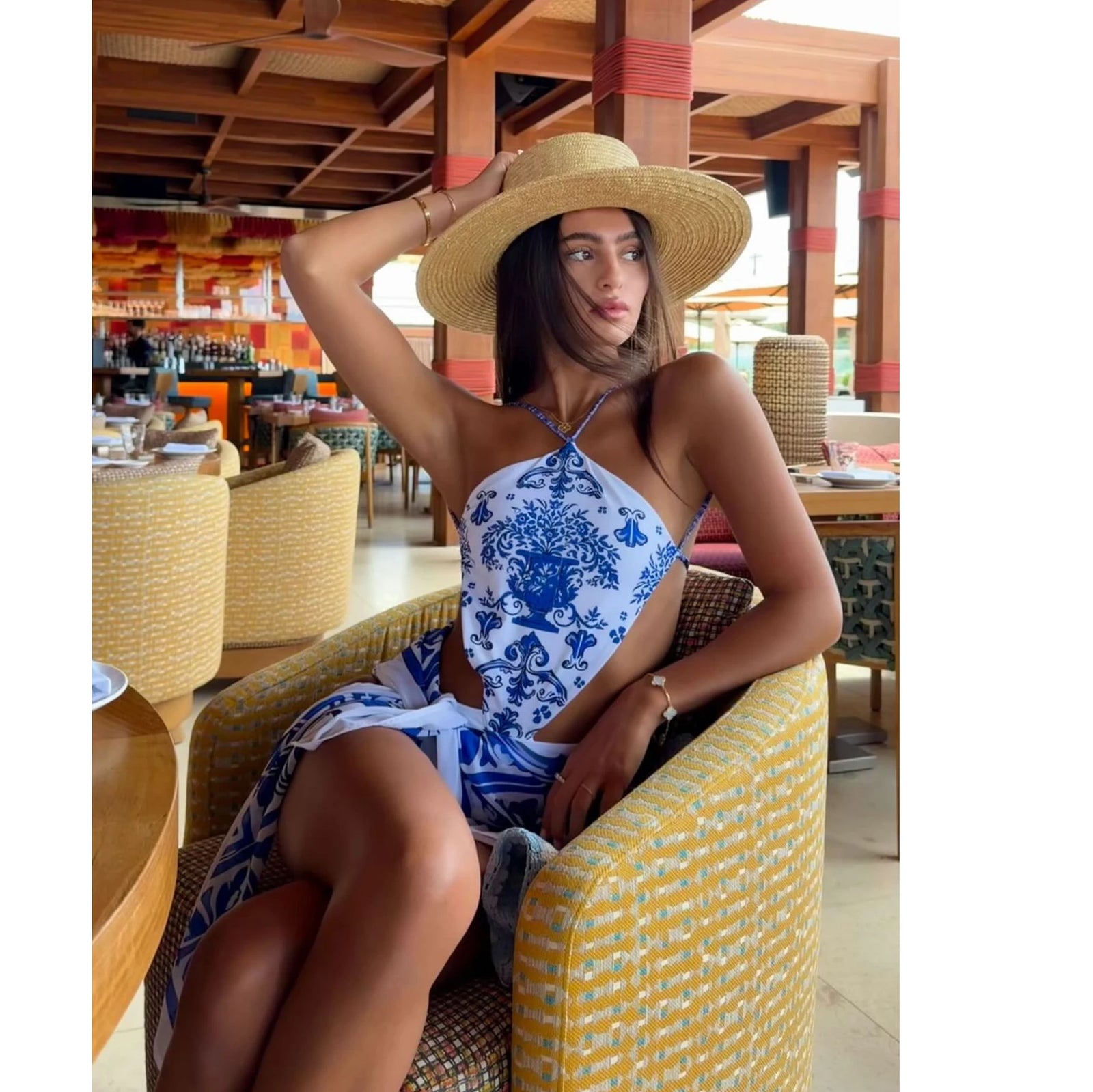 Floral Cutout Swimsuit with Cover-Up