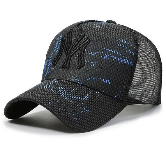 Mesh Baseball Cap with Embroidered Letter Front Design