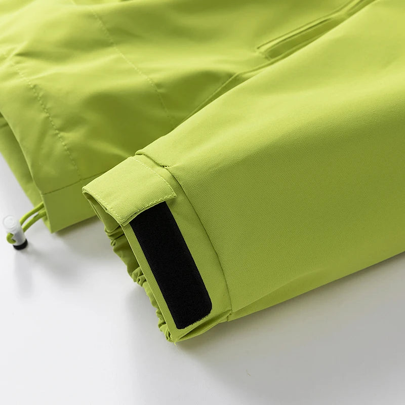Hooded Zip-Up Windbreaker Jacket with Adjustable Cuffs for Outdoor Wear