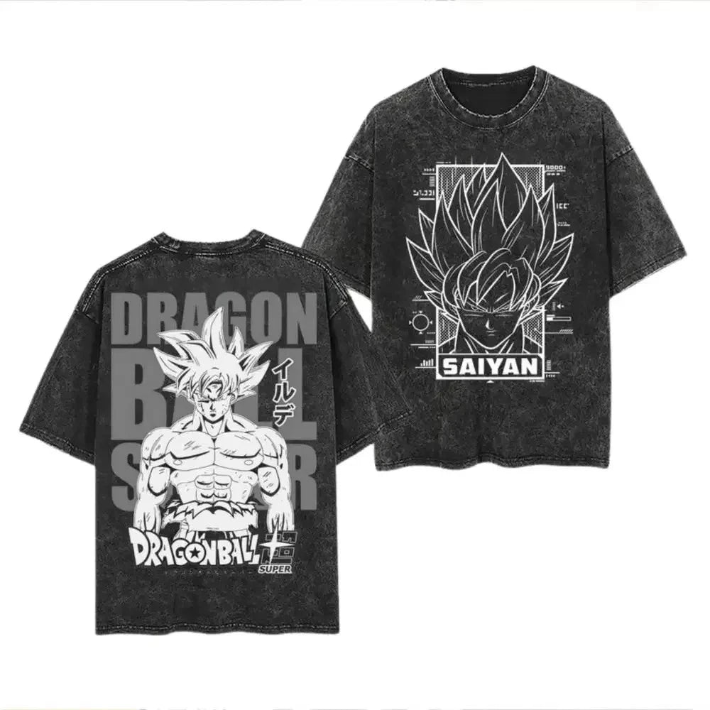 Anime Dragon Ball Goku Vintage Washed T-Shirt Oversized Streetwear Tee