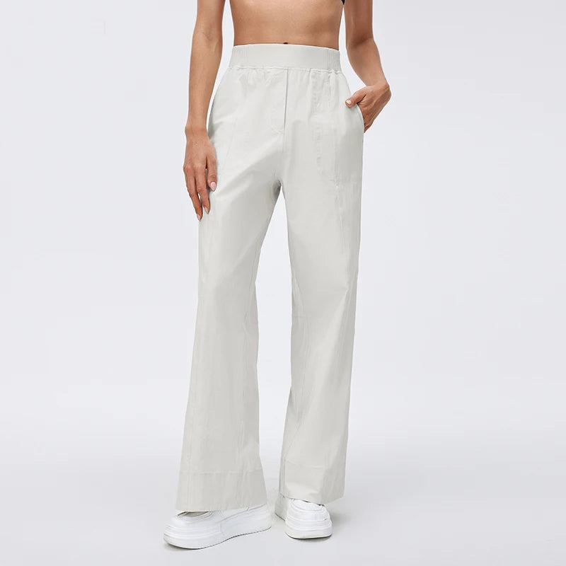 Women's High Waist Nylon Blend Cropped Wide Leg Pants for Yoga