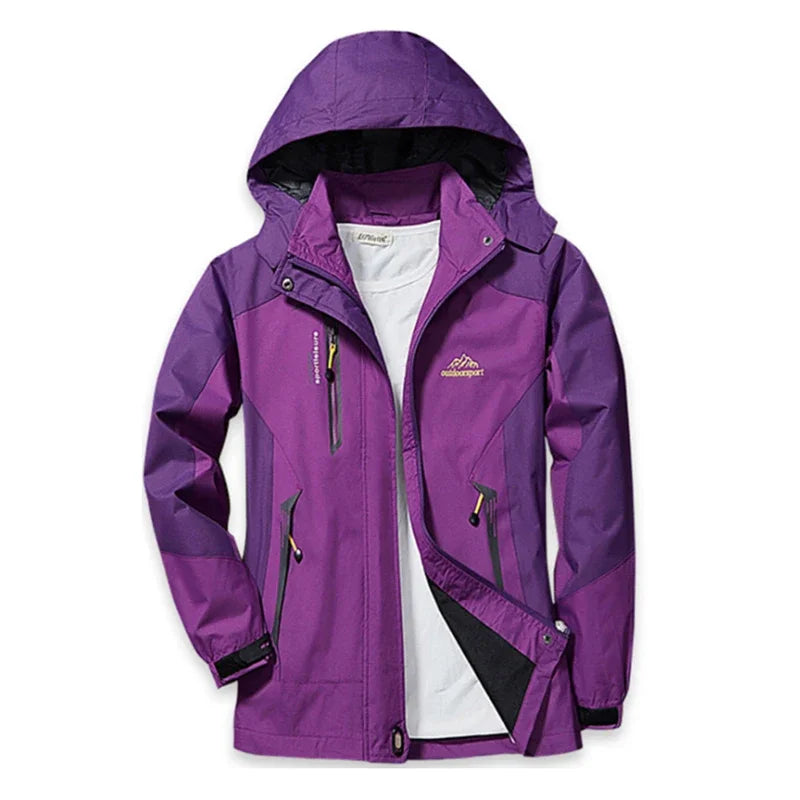 Color Block Hooded Full Zip Long Sleeve Outdoor Jacket