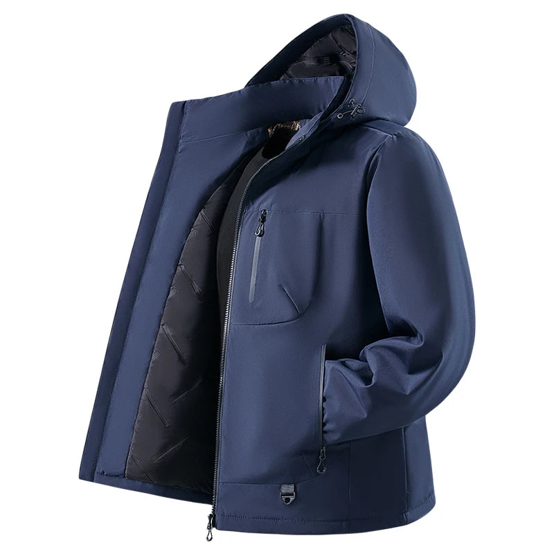 Hooded Long Sleeve Full Zip Outdoor Hiking Jacket with Pockets