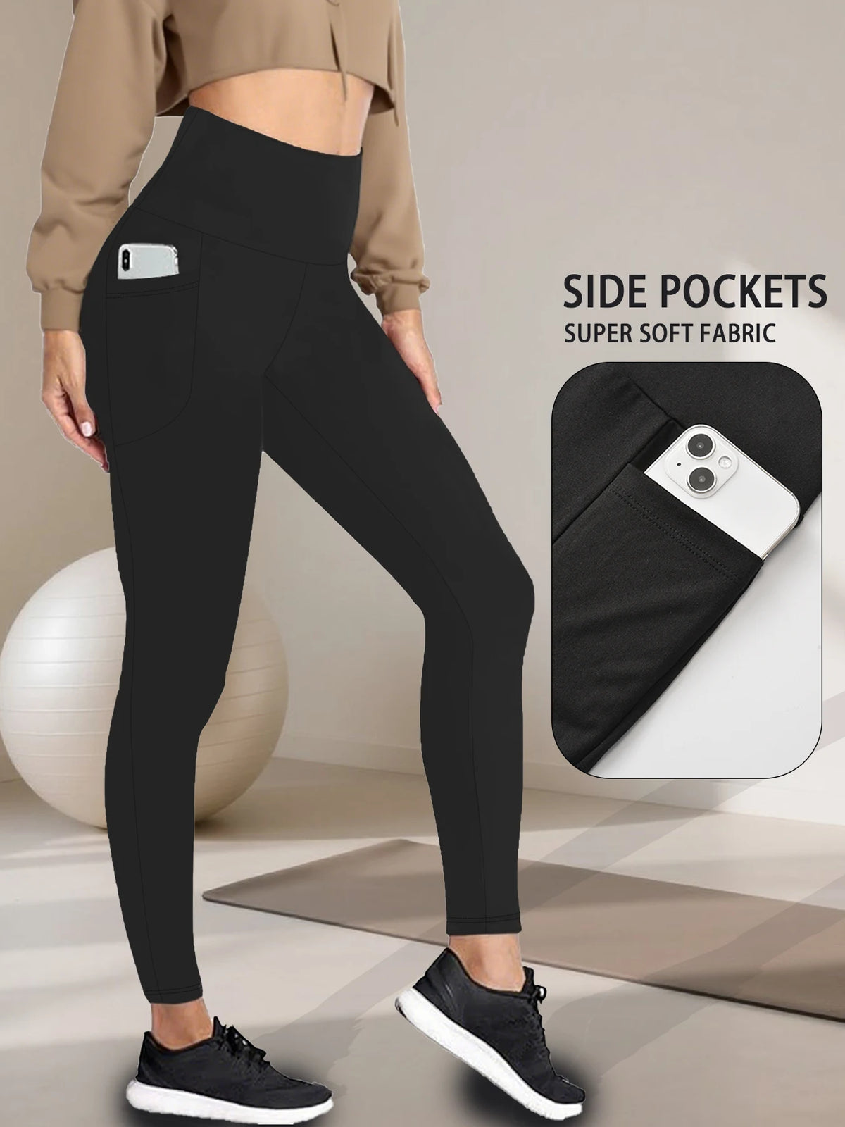 Women's Side Pocket Full Length Leggings For Workout Outfits