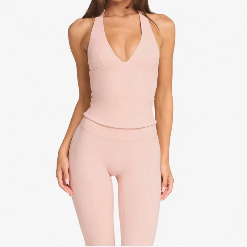 Women's Halter Neck Open Back Tank Top
