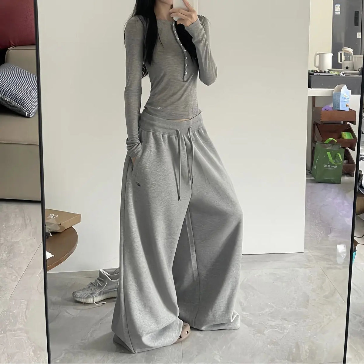 Full Length Wide Leg Casual Cargo Pants with Pockets