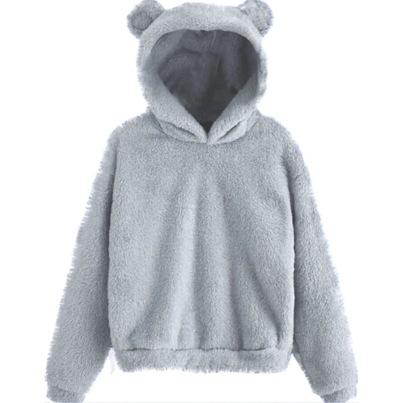 Bear Ear Long Sleeve Pullover Casual Hoodie for Layering