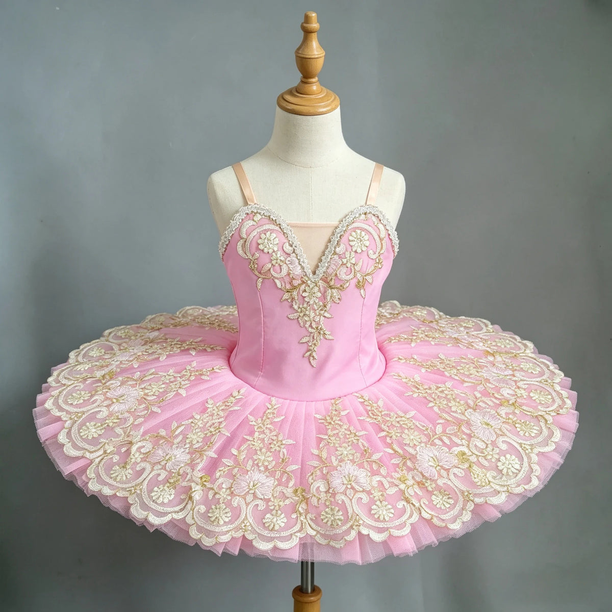 Girls' Pancake Ballet Tutu Dress with Decorated Bodice and Height-Based Sizes