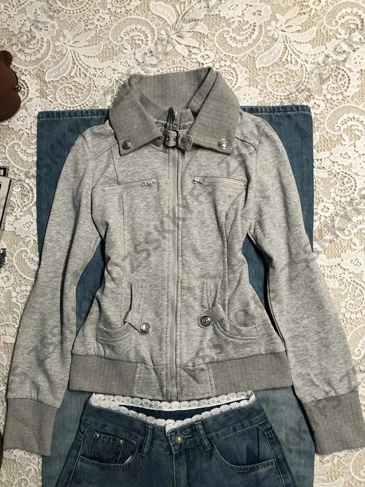 Long Sleeve Casual Front Closure Streetwear Jacket for Layering