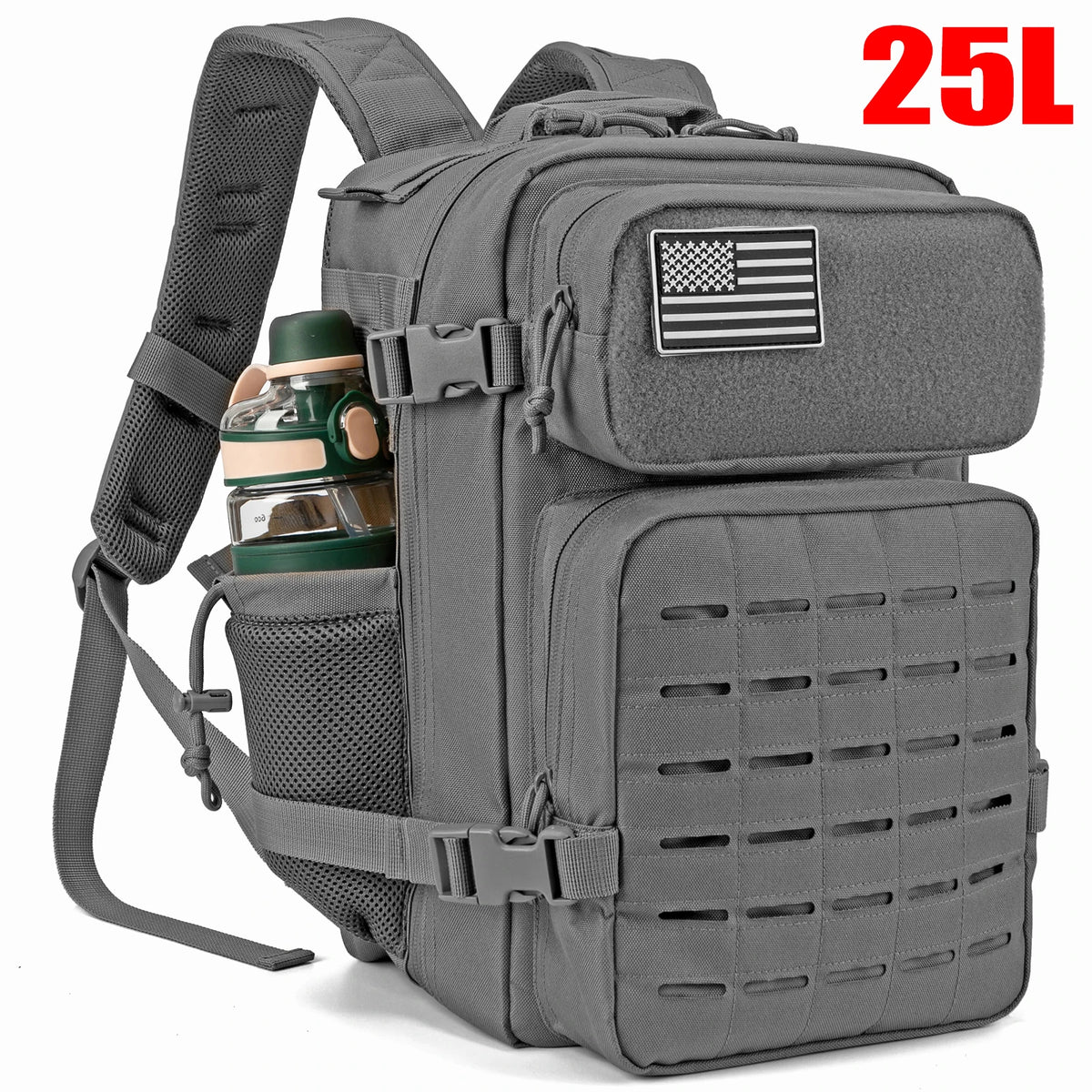Tactical Backpack with Front Webbing and Separate Size-Labelled Colour Options