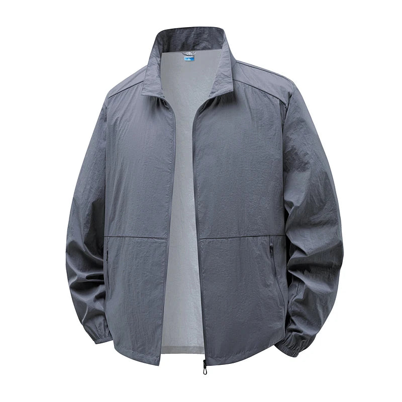 Collared Long Sleeve Full Zip Outdoor Hiking Jacket with Pockets