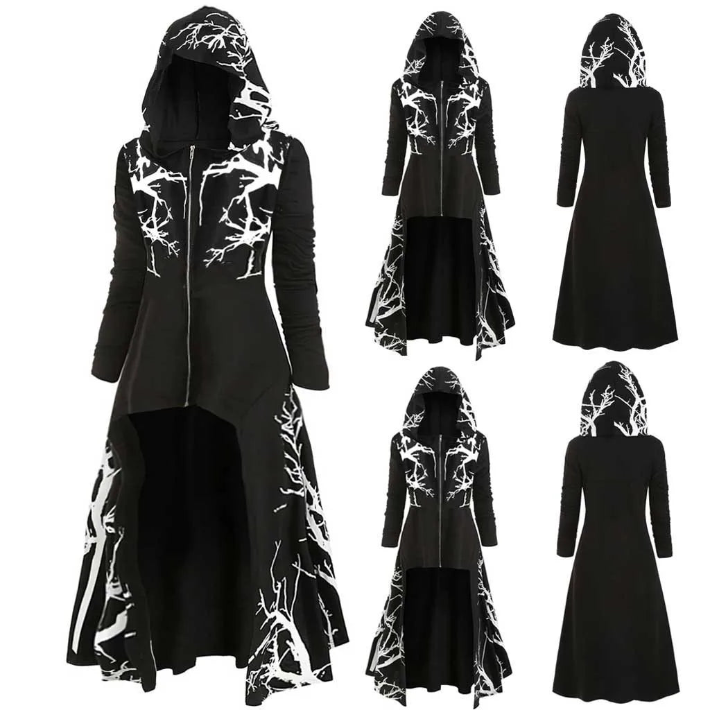 Printed Hooded Long Cape for Layering over Outfits