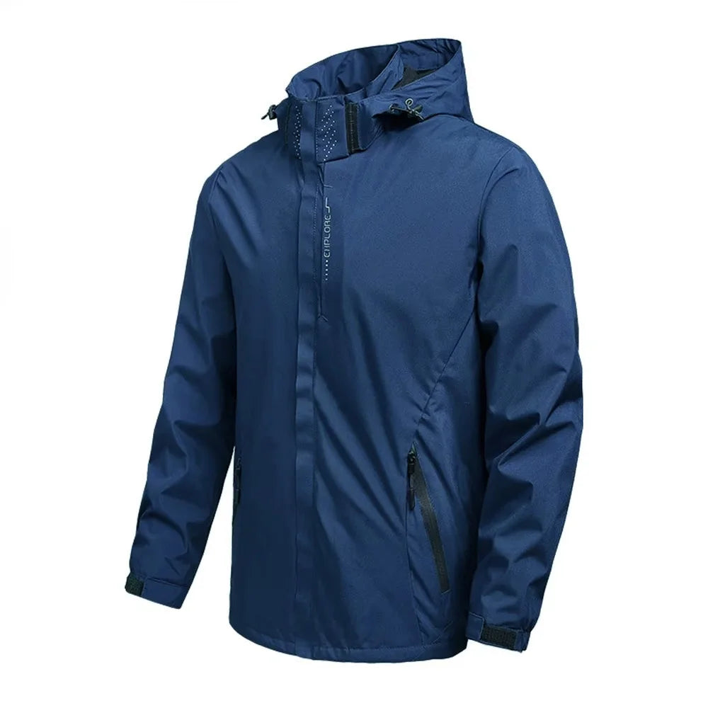 Men's Loose Long-Sleeve Hooded Zip-Front Jacket for Casual Everyday Outdoor Layered Outfits