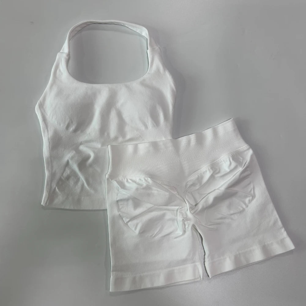 Women's Halter Tank And Shorts Yoga Set For Workout Outfits