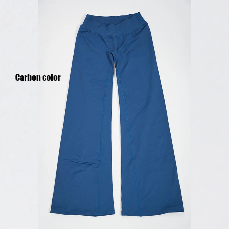 Women's High Waist Nylon Blend Flared Workout Pants with Fitted Upper Legs