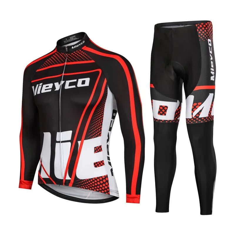 Men Long Sleeve Cycling Jersey Set MTB Road Bike Breathable Outdoor Cycling Suit