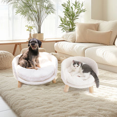 Pet Sofa Bed Raised Cat Chair Small Dog Couch Bed Removable Cushion Sleep House