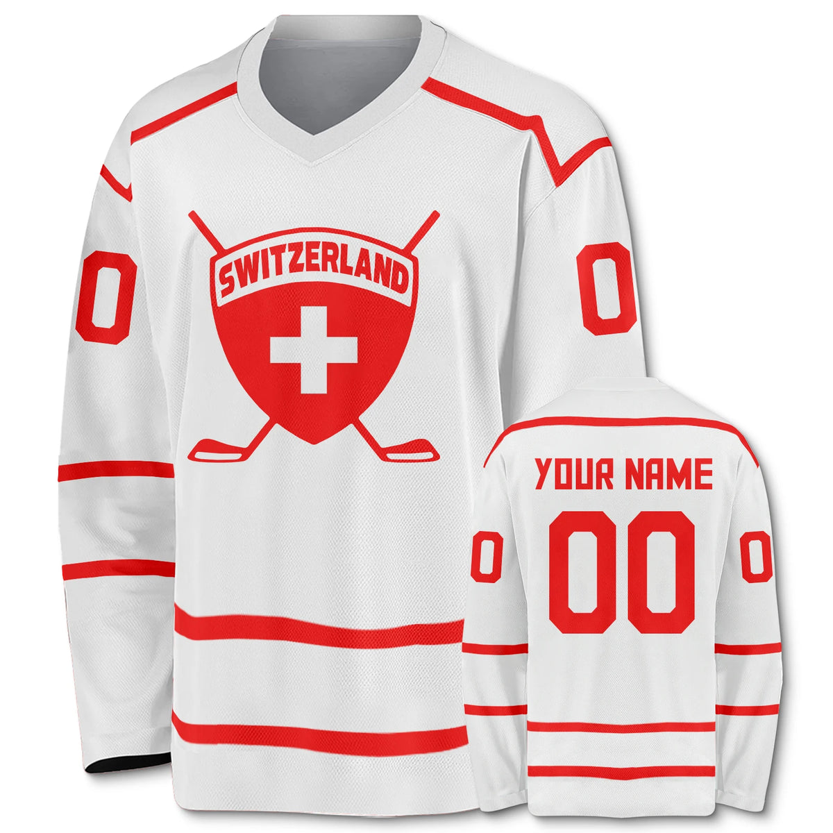 Switzerland Number Graphic Long Sleeve Jersey For Sports Outfits