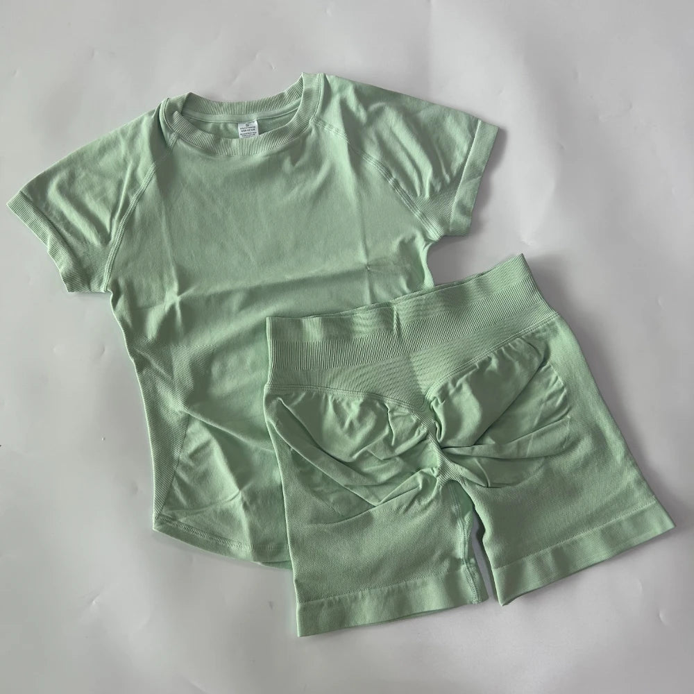 Women's Tee And Shorts Options Yoga Set For Workout Outfits
