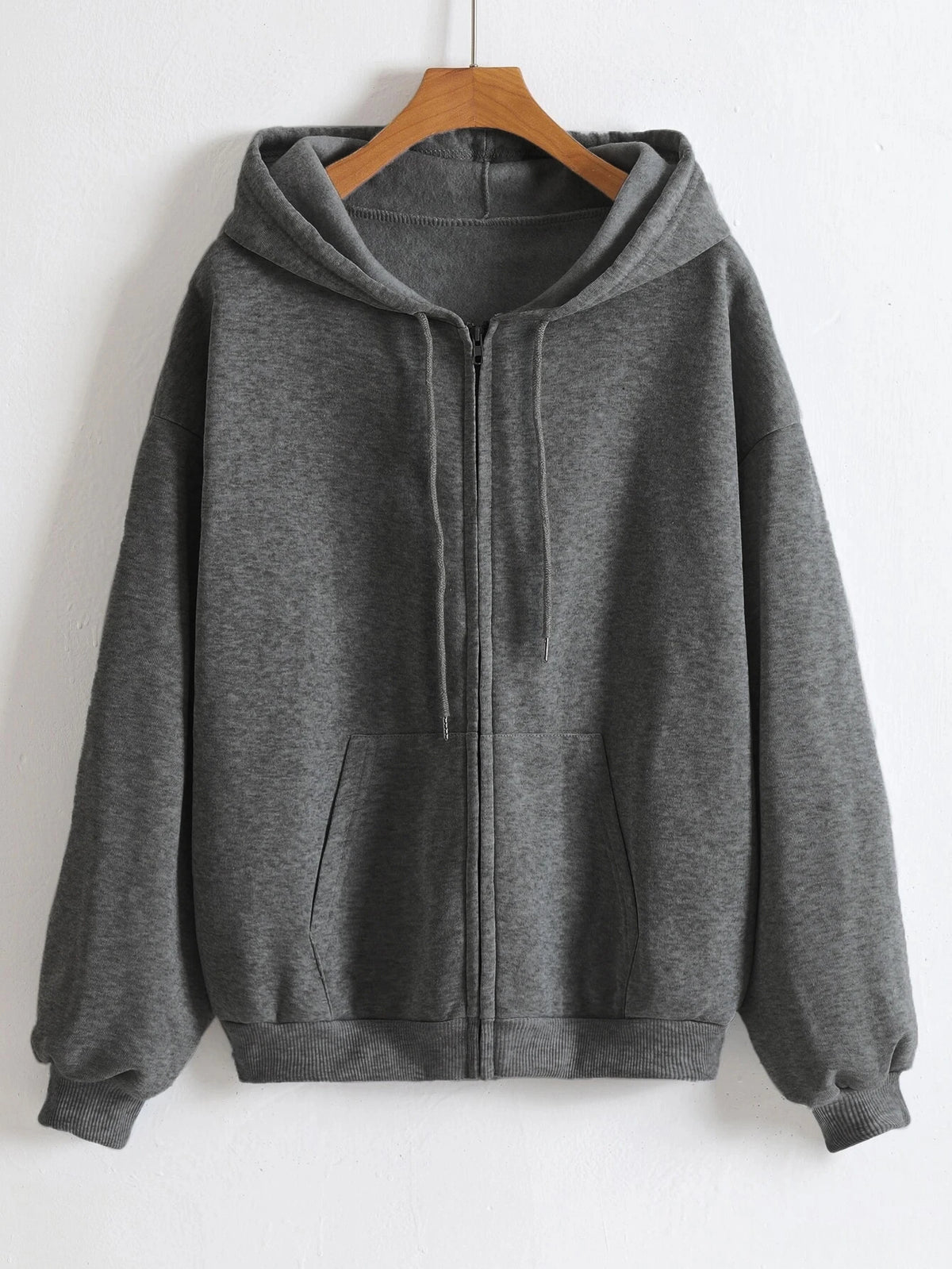 Long Sleeve Full Zip Casual Hooded Sweatshirt for Layering