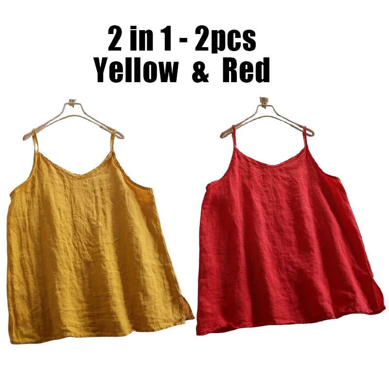 Women's Loose Polyester Camisole with Thin Straps and Single or Two Pack Options