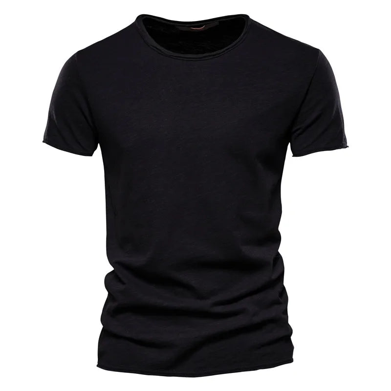 Men’s Cotton Knit Crew-Neck T-Shirt with Short Sleeves