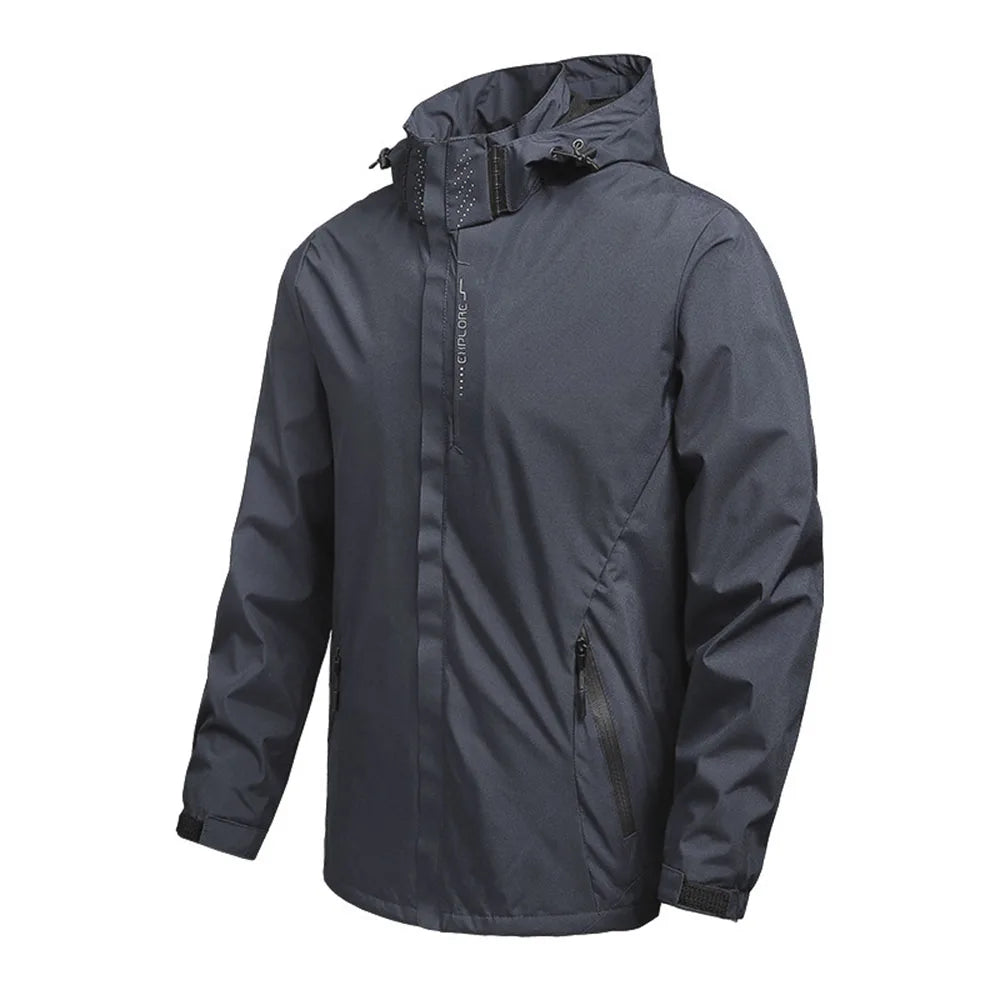 Men's Loose Long-Sleeve Hooded Zip-Front Jacket for Casual Everyday Outdoor Layered Outfits