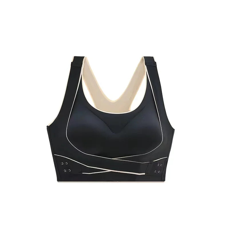 Women's Side Clasp Scoop Neck Cutout Back Sports Bra