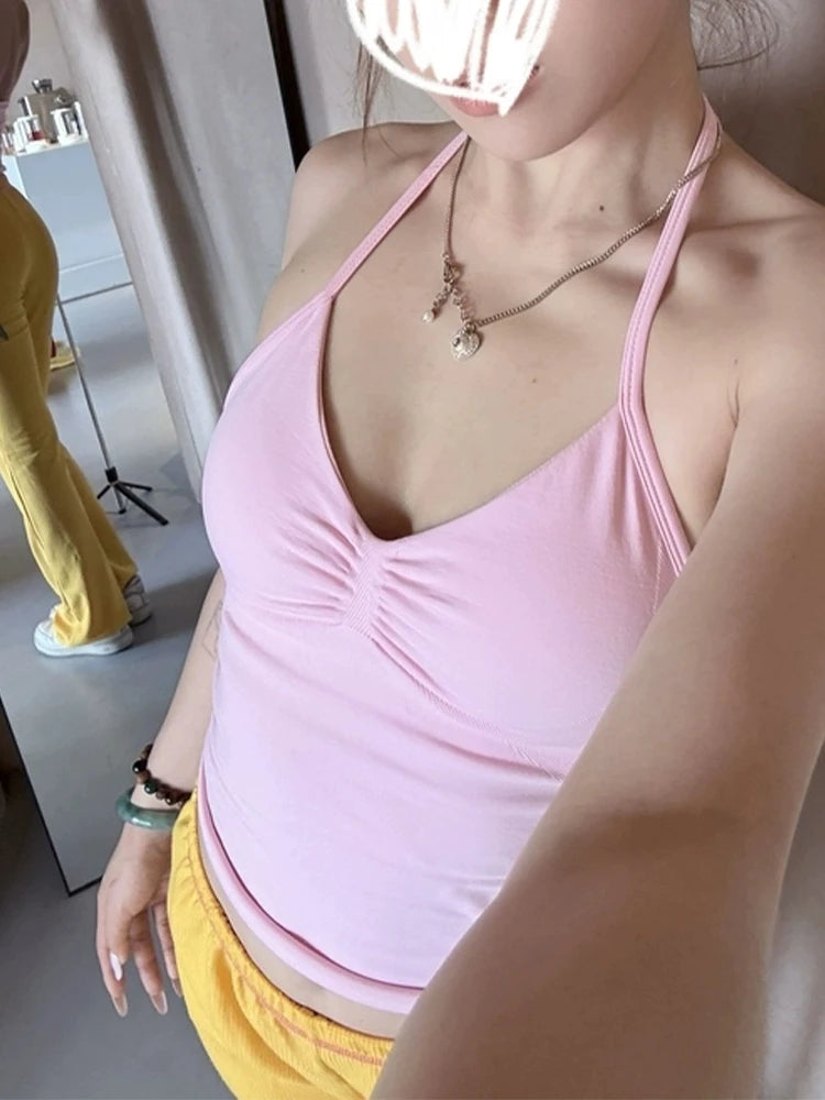 Women's V Neck Strappy Longline Tank Top For Workout Outfits